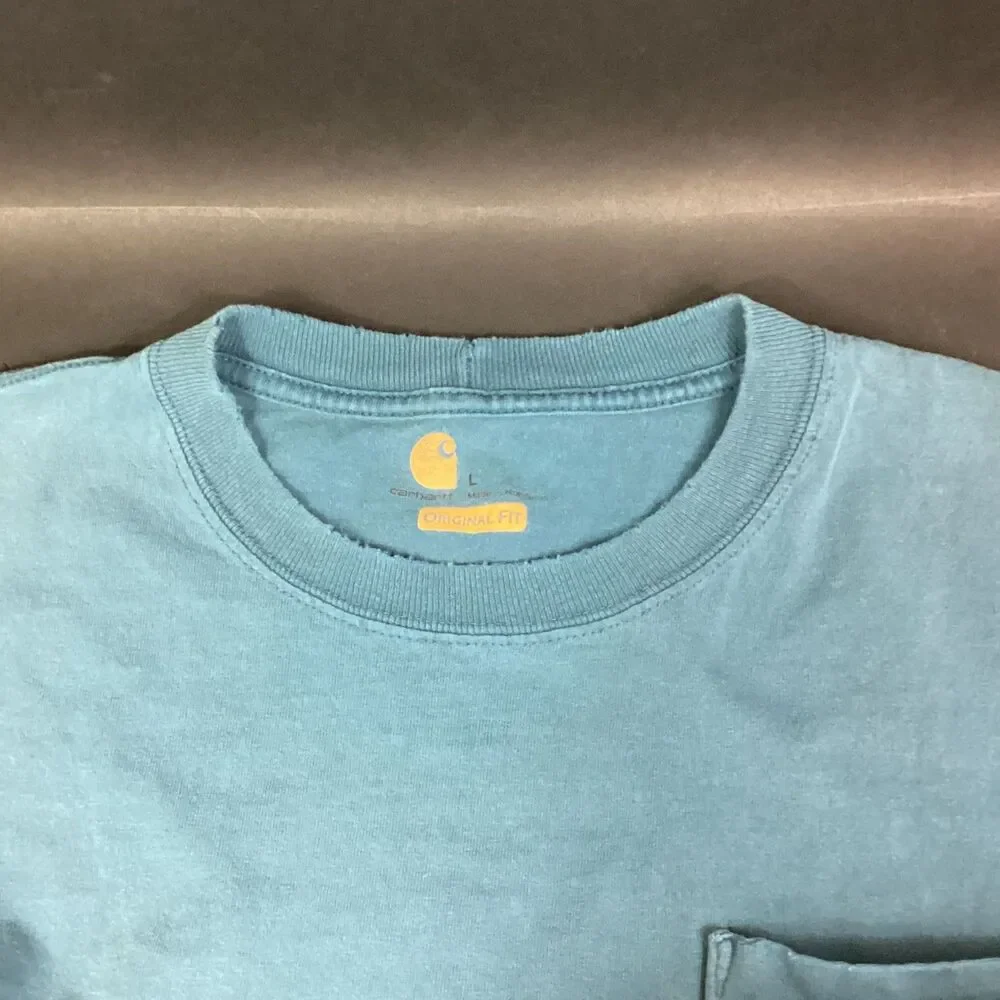 Carhartt Relaxed Fit Short-Sleeve Shirt Men Sz Large Blue & Tan Lot *Distressed* - Picture 6 of 16